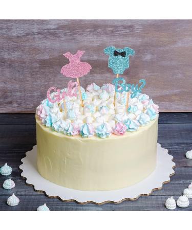 Hriochy Boy or Girl Cupcake Toppers Glitter Jumpsuit Cupcake Picks Baby Shower Kids Birthday Gender Reveal Party Cake Decorations Supplies - Buy Online on GoSupps.com