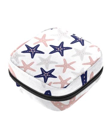 Starfish Print Pattern Sanitary Napkin Storage Bag Menstrual Pad Bag Portable Menstrual Period Sanitary Pouch Zipper Tampons Collect Bags for Teen Girls Women Ladies Color 4