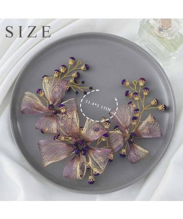 IYOU Bridal Wedding Hair Vine Purple Flower Copper Wire Headband Bridesmaid Guest Hair Accessories for Women - Buy Online on GoSupps.com