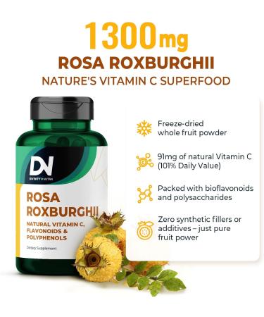 Organic Rosa Roxburghii | Natural Vitamin C Superfood |Chestnut Rose Fruit 1300mg | 60 Capsules - Buy Online on GoSupps.com