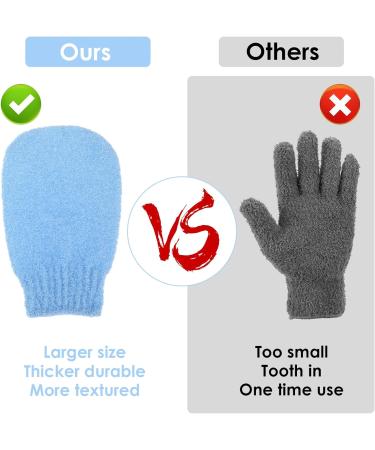 Sibba 2 Pairs Exfoliating Gloves - Body Scrubber for Shower & Bath - Removes Dirt, Dead Skin, Tan & Keratosis Pilaris - Exfoliating Mitt (Blue) - Buy Online on GoSupps.com