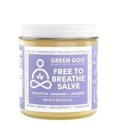 Green Goo Free To Breathe Natural Decongestant, Chest Rub Cream For Relief From Congestion & Difficulty Breathing, Promotes Restful Sleep, 4 Oz