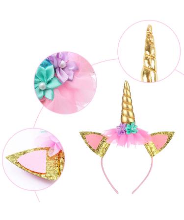 JMITHA Unicorn Headband for Girls - Elastic Flower Hair Accessories | Cute Gold Hoop for Flower Girls - Buy Online on GoSupps.com