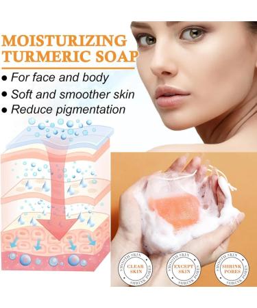 Natural turmeric soap bar vitamin C soap bar and mild soap bar can remove acne blackheads and black spots deeply clean hyaluronic acid and control oil soap to brighten the face and body orange - Buy Online on GoSupps.com