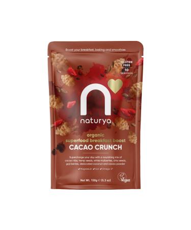 Naturya Organic Cacao Crunch Breakfast Boost - Rich in Omega-3 and Protein with Hemp Seeds Mulberries Chia Gluten-Free Vegan - 150g