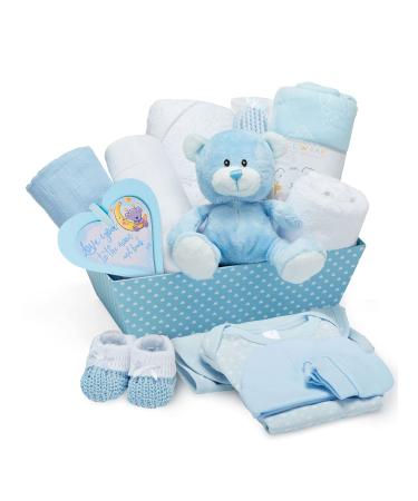 Baby Box Shop New Born Baby Boy Gifts - 17 with New Baby Essentials Newborn Boy Gifts Baby Boy Hampers Gift Baskets Baby Boy Gifts Newborn - Newborn Baby Boy Gifts Set Blue