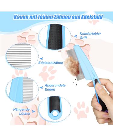Tonyg-P Flea Comb Set for Cats & Dogs - 4-Piece Pet Care Kit | Tear Stain Remover & Grooming Tool in Blue - Buy Online on GoSupps.com