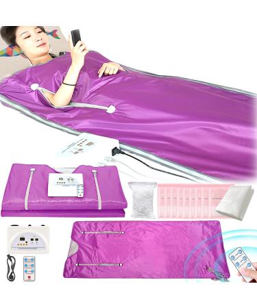 Infrared sauna corner 2 zone infrared sauna blank with zipper 100 shower caps 10 bathing bag detox therapy sauna portable oxford sauna corner remote control heating blanket sweating relaxation detox purple