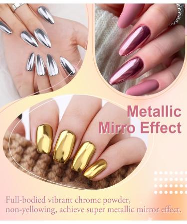Ledsuuei Chrome Nail Powder - Upgrade Mirror Effect | Rose Gold Metallic Pigment for DIY Nail Art | Aurora Ice Shimmer Chrome Powder - Buy Online on GoSupps.com