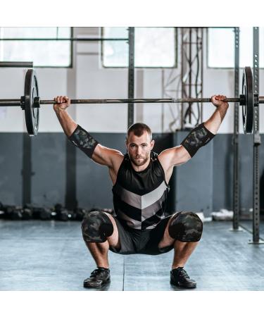 Shop Jupiter Elbow Sleeves - 5mm Neoprene Compression Brace for Weightlifting Powerlifting & Sports | Support for Men & Women - Large Camo - Buy Online on GoSupps.com