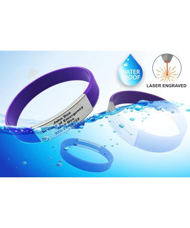Personalized Silicone Bracelet - Custom Medical Alert & Motivational Wristbands for Men & Women - Medium Purple Couples Rubber Bracelets - Buy Online on GoSupps.com