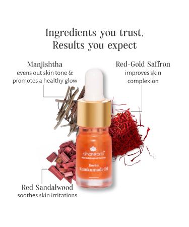 Ayurvedic Kumkumadi Oil (Tailam) with Saffron & Red Sandalwood | Elixir for Glowing Skin with Pure Essential Oils | Natural Radiance & Youthful Complexion | All Skin Types | 5ml - Buy Online on GoSupps.com