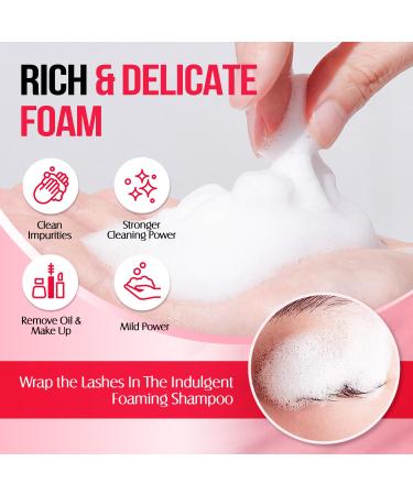 Lash Shampoo for Extensions | Oil-Free Eyelash Cleanser | Gentle Foaming 60ml | Salon & Home Care - Rose Scent - Buy Online on GoSupps.com