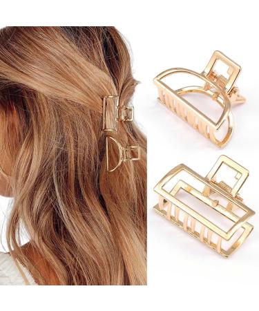 Brinie Hair Claw Gold Hair Clips Mini Non Slip Claw Clips Hair Accessories Daily Party Gift for Women and Girls (2 PCS)