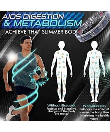 Titanium Power Magnetic Bracelet Magnetic Lymph Purifying Bracelet Titanium Slimming Therapy Magnetic Bracelet Magnetic Bracelet for Men Relieve Arthritis Pain (Silver-Blue 1pc) - Buy Online on GoSupps.com