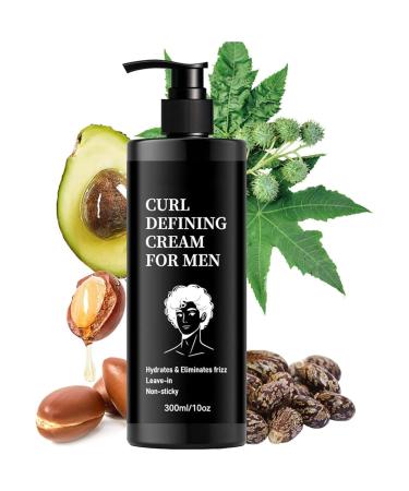 WJnflQN Curl Cream for Men Anti-Frizz Curl Enhancer | 300 ml Moisturizing Care Leave In Medium Hold Non Greasy Definition Curly Straight Hair Home Travel