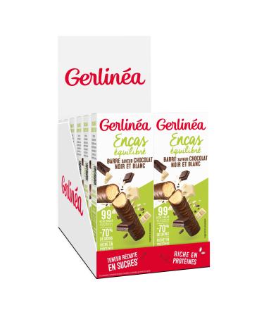 Gerlinéa Snack Bars Dark and White Chocolate Flavor - Balanced and High in Protein - Pack of 12 Boxes (12 x 2 Bars)