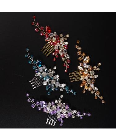 JWICOS Crystal Bride Wedding Hair Comb - Purple Rhinestone Bridal Hair Clip for Women and Girls | Glitter Wedding Hair Accessories - Buy Online on GoSupps.com