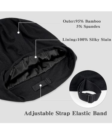 Fittia Silk Satin Bonnet for Sleeping | Bamboo Beanie Hair Wrap for Curly Hair | Medium Black - Buy Online on GoSupps.com