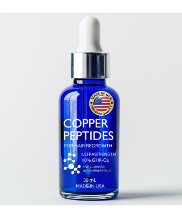 Copper Peptides for Hair Growth - Ultrastrong 10% GHK-Cu Copper Peptide Serum for Hair with 7x Absorption - MADE IN USA