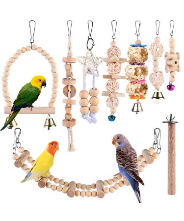 Vegena 9-part wood parrot toys