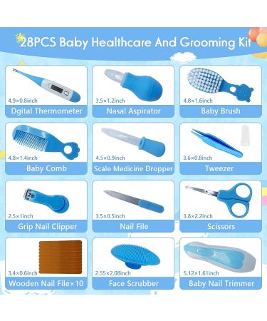 28Pcs Baby Grooming Care Kit | Carelax Baby Healthcare and Grooming Set with Electric Nail Trimmer, Comb, and Brush for Newborns and Toddlers - Buy Online on GoSupps.com