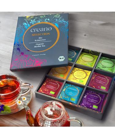 Creano Organic Herbal Tea Gift Set - 27 Tea Bags in 9 Varieties - Perfect Organic Tea Gift for Tea Lovers - Buy Online on GoSupps.com