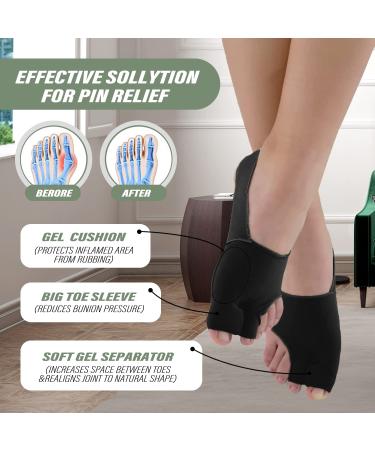 Orthopedic Bunion Corrector for Women & Men - Big Toe Straightener Pain Relief Splint with Soft Gel Pads - Day Night Support (Black) - Buy Online on GoSupps.com