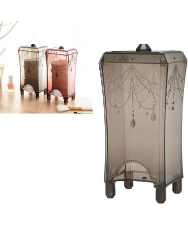 Verdant Touch Round Cotton Pad Dispenser - Transparent Grey - ABS - Dustproof Easy Accessible - Sturdy - For Cotton Pads - Buy Online on GoSupps.com