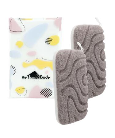 myHomeBody Dual-Texture Shower Sponge Exfoliating Sponge | Bath Sponge for Women| Body Scrubber Body Exfoliator | Body Sponge Loofah Sponge for Men | Exfoliating Sponge 2pc
