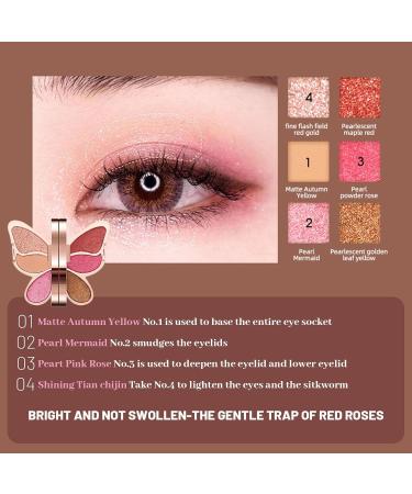 Butterfly Shape Eyeshadow Palette | Ultra-Blendable High Pigmented Matte Glitter Eye Shadow Pallet Matte Glitter Long Lasting Eye Shadow Pallet/ Crimson Rose Color - Buy Online on GoSupps.com