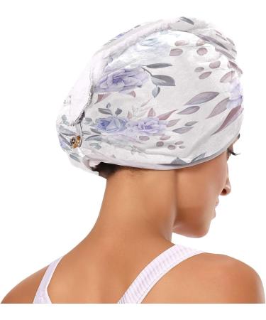 Buy Romantic Flower Dry Hair Cap | 2 Piece Quick Drying Towel Set with Button Headband - Super Absorbent & Comfortable - Buy Online on GoSupps.com