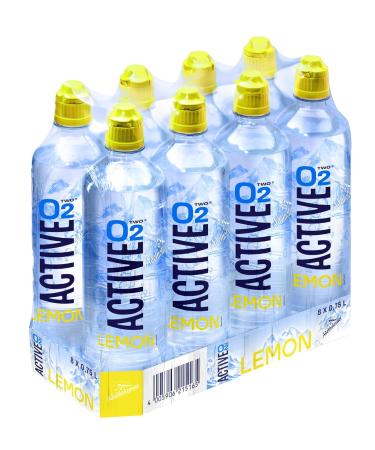 Active O2 Lemon Natural Mineral Water - 8 x 750 ml | Refreshing & Hydrating | International Shipping Available - Buy Online on GoSupps.com