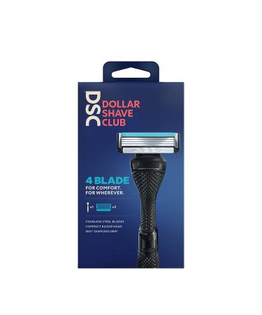 Dollar Shave Club 4-Blade Razor Starter Set for All-Terrain Shaving With Optimally Spaced Blades for Easy Rinsing 1 handle, 2x 4-blade cartridges
