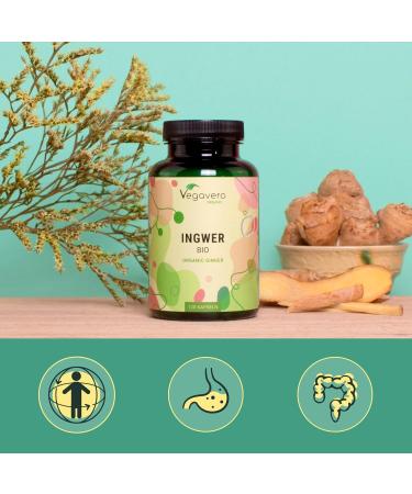 Organic Ginger Capsules Vegavero 650mg | Lab-Tested, Additive-Free | 120 Vegan Capsules - Buy Online on GoSupps.com