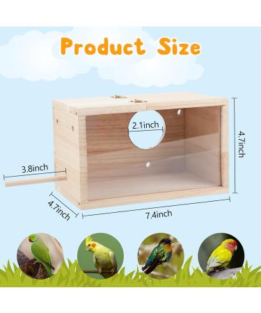 RANYPET Transparent Budgie Nesting Box with Perch | Wood Bird Cage House for Lovebirds, Budgies, Finch | 12x12x19.5 cm - Buy Online on GoSupps.com