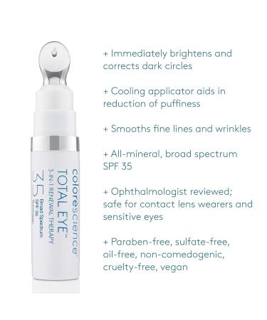 Colorescience Total Eye 3-in-1 Renewal Therapy | Anti-Aging for Dark Circles & Wrinkles | SPF 35 Luxury Skincare - Shop Internationally! - Buy Online on GoSupps.com