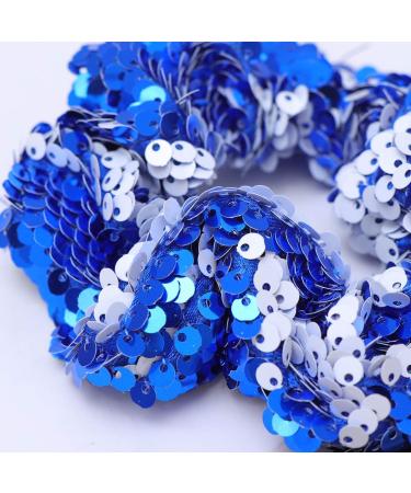 Amosfun Sparkly Glitter Sequin Hair Scrunchies Ponytail Holder Elastic Hair Bands Hair Ties Hair Accessories for Girls Women (Blue) - Buy Online on GoSupps.com
