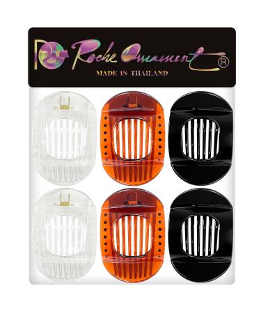 RC Roche 6-Piece Large Teeth Hair Clips for Thick Hair - Transparent Brown Black - Ideal for Women & Girls - Slip-Free & Stylish Hair Accessories - Buy Online on GoSupps.com
