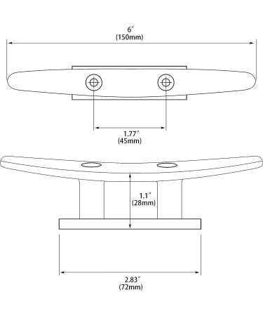 6 Inch Stainless Steel Boat Cleats - Pack of 2 | Flat Top Open Base Cleat for Boat Dock & Mooring - Buy Online on GoSupps.com