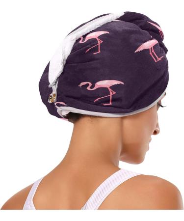 Pink Flamingo Dry Hair Cap Set | Quick Drying Towel & Button Headband | Super Absorbent & Soft | Perfect for International Shipping - Buy Online on GoSupps.com