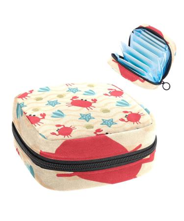 Sanitary Napkin Storage Bags Nursing Pad Holder Crab Pattern Portable Period Kit Bag Feminine Product Pouch for Women Girls