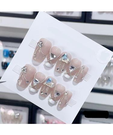 Handmade Long and Short Nail Patches for Artificial Nail Enhancement(Color:19588 Size:M)