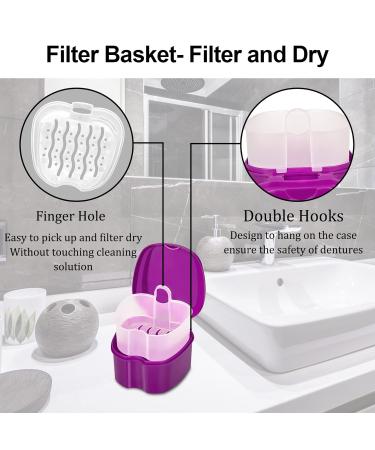 Denture Brush Kit - 2 Cases 2 Brushes & Portable Storage | Ideal for Travel - Pink & Purple - Buy Online on GoSupps.com