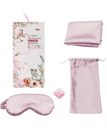GLAMMIE Satin Sleep Mask & Pillowcase Set - Pink | Envelope Closure, Earplugs Included - Buy Online on GoSupps.com