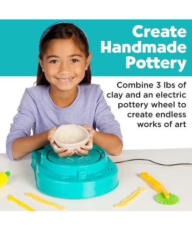 Faber-Castell Pottery Studio - Kids Pottery Wheel Kit for Ages 8+ | Complete Beginners Set with 3 lbs Sculpting Clay in Blue - Buy Online on GoSupps.com