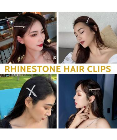 2 Pieces Rhinestone Hair Barrettes metal Spring Hairpin water Drill Horsetail Clip stylish Side Clip Hairpin for Women and Girls to Weave Hair Accessories(gold and silver) - Buy Online on GoSupps.com