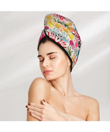 Hand Print Coral Velvet Dry Hair Cap Towel Wrap for Women | Absorbent Hair Towel for Swimming & Travel - Buy Online on GoSupps.com
