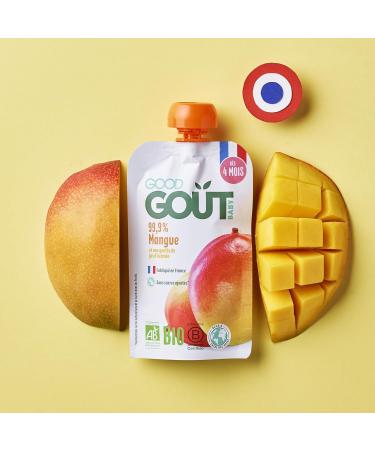GOOD GO T - Mango Bottles - Baby Pur e - From 4 Months - 99.9% Mango - 100% Organic - No Added Sugars* - Made in France - 10x120g - Buy Online on GoSupps.com