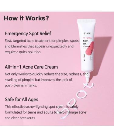TIAM AC Fighting Spot RX Cream - Best Acne Treatment for Acne-Prone Skin Nourishing & Calming Relief for Red Skin - 1 Oz - Buy Online on GoSupps.com
